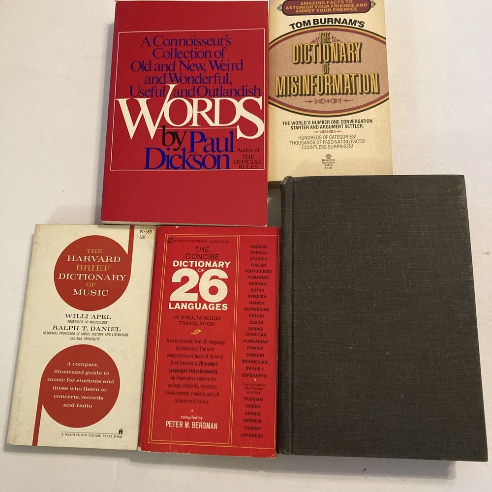 Lot of 5 Dictionaries Languages Harvard Brief Concise Music Misinformation Words